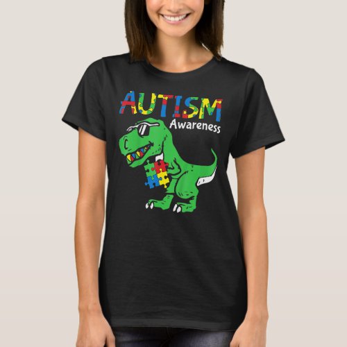 Kids Autism Awareness Dino Autistic Toddler Boys C T_Shirt