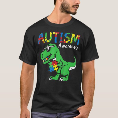 Kids Autism Awareness Dino Autistic Toddler Boys C T_Shirt