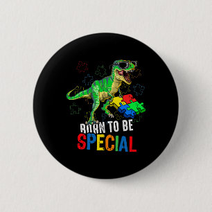 Kids Autism Awareness Dino Autistic Toddler Boys D Button