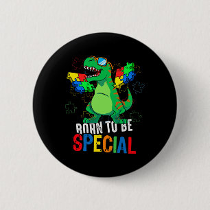 Kids Autism Awareness Dino Toddler Boys Dinosaur A Button