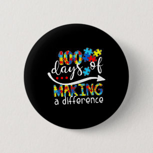 Kids Autism Awareness Making Differences 100 Days Button