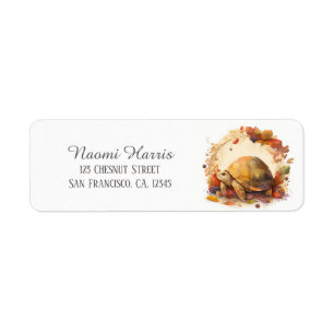 Kids Autumn Watercolor Tortoise Return Address Label