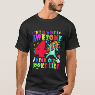 Kids Awesome 4 Year Old Girls Birthday Party Kids T-Shirt