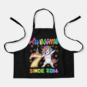 Kids Awesome Dabbing Unicorn Birthday 7 Year Old Apron