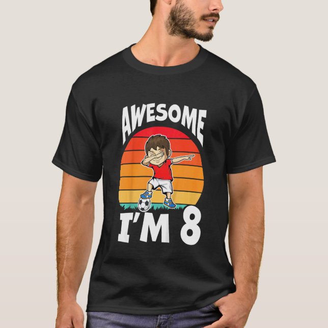Kids Awesome  I'm 8 8th Birthday Dabbing Boys Foot T-Shirt (Front)