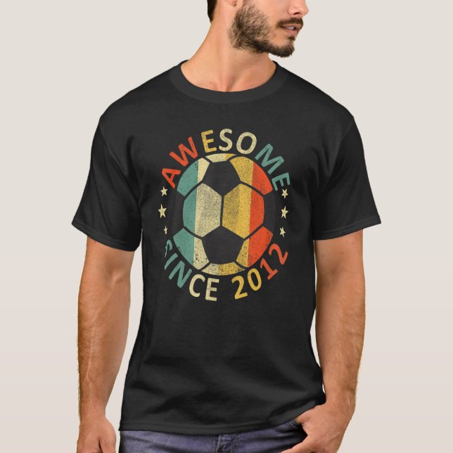 Kids Awesome Since 2012 10th Birthday Soccer Playe T-Shirt (Front)