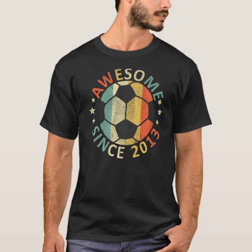 Kids Awesome Since 2013 9th Birthday Soccer Player T_Shirt
