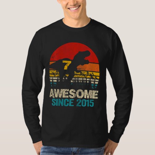 Kids Awesome Since 2015 Seven Year Old Boy 7th Bir T_Shirt