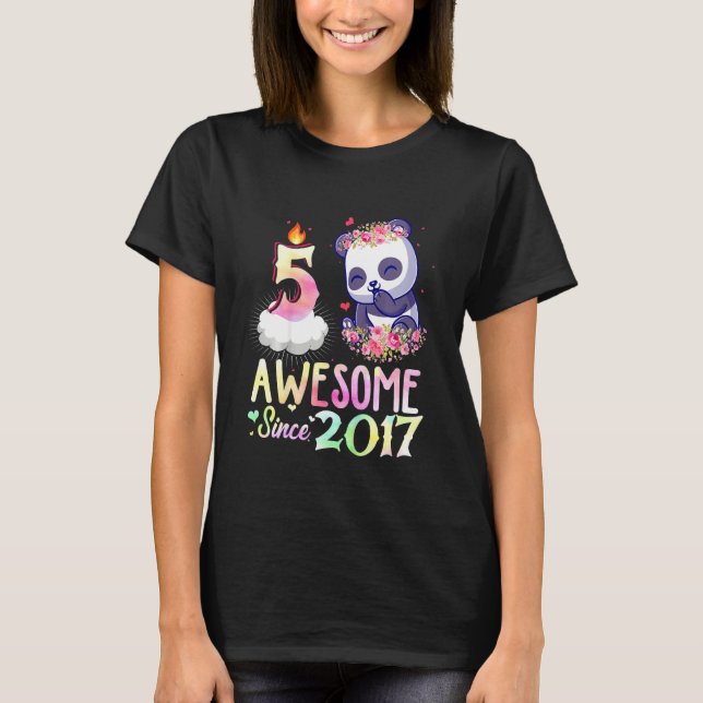 Kids Awesome Since 2017 5th Birthday 5 Years Old P T-Shirt (Front)