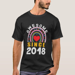 Kids Awesome Since 2018 4Th Birthday Rainbow Gifts T-Shirt