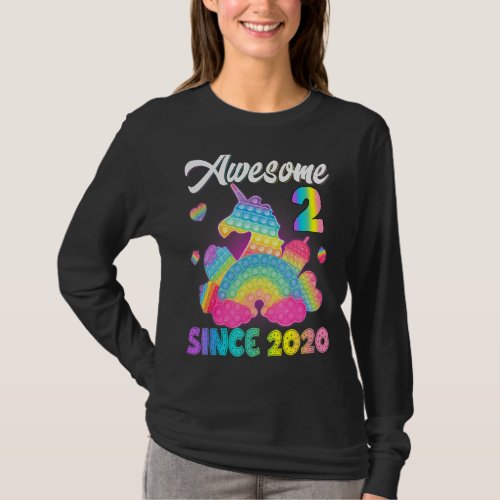 Kids Awesome Since 2020 Pop It Fidget Unicorn 2nd  T_Shirt