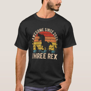 Kids Awesome Since 2020, Three Rex 3rd Birthday T  T-Shirt
