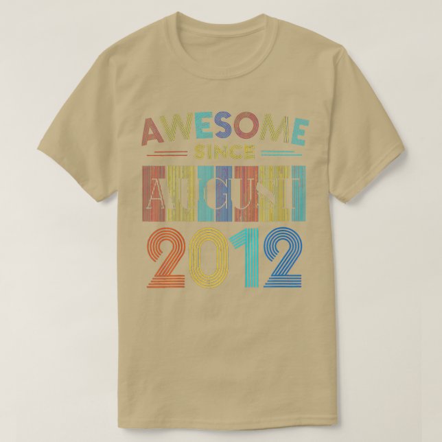 Kids Awesome Since August 2012 8th Birthday 8 Year T-Shirt (Design Front)