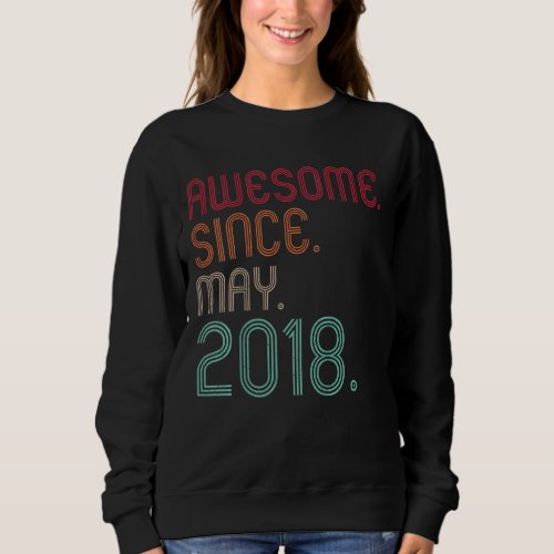 Kids Awesome Since May 2018 Vintage Boys Girls 4th Sweatshirt