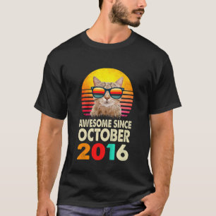 Kids Awesome Since October 2016 6th Birthday Cat B T-Shirt