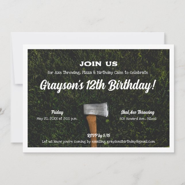 Kids Axe Throwing Birthday Party Invitation (Front)