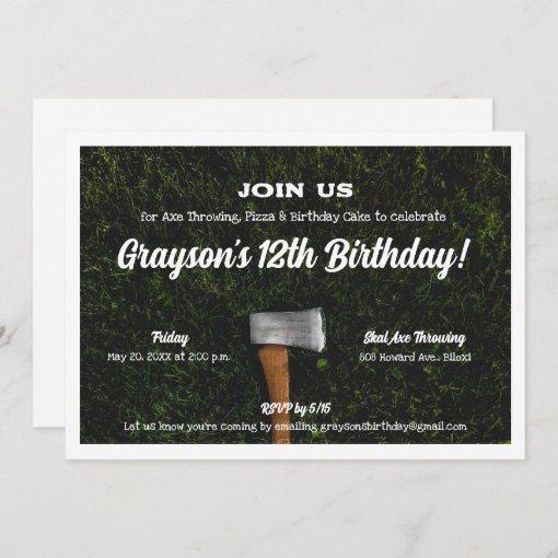 Kids Axe Throwing Birthday Party Invitation Zazzle