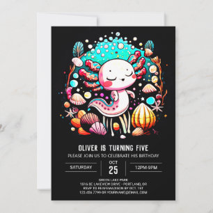 Kids Axolotl Enchanted Birthday Invitation