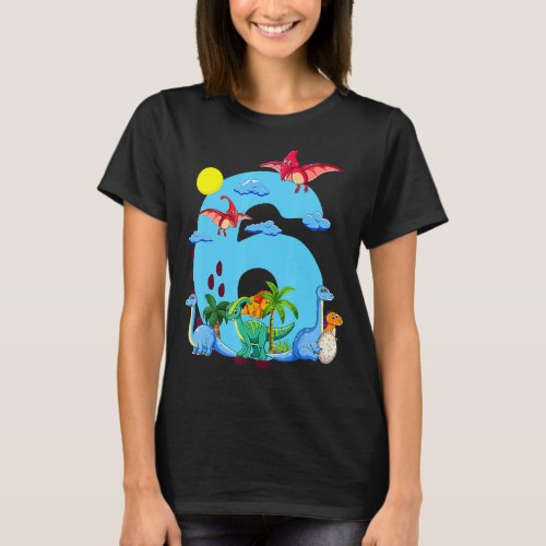 Kids B day  For 6 Year Old Girls Boy Dinosaur Birt T_Shirt