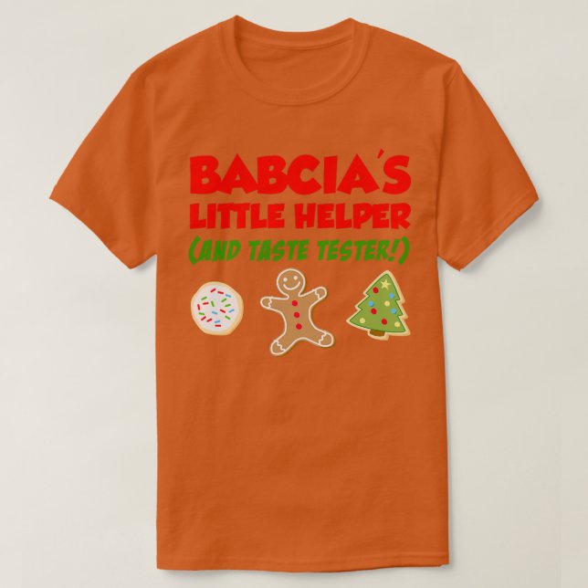 Kids Babcia's Little Helper Christmas Cookie Bakin T-Shirt (Design Front)