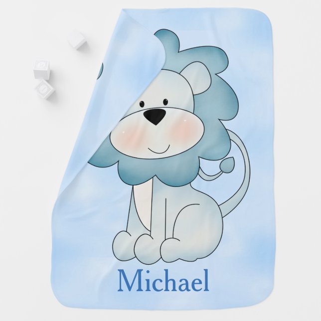 Kid's Baby Blanket Blue Lion (In Situ)