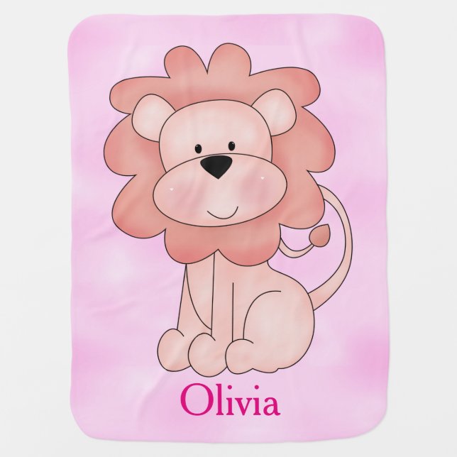 Kid's Baby Blanket Pink Lion (Front)