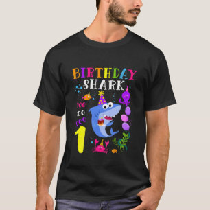 Kids Baby Cute Shark 1St Birthday Boy Girl 1 Year T-Shirt