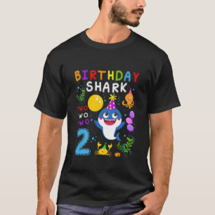 Kids Baby Cute Shark 2Nd Birthday Boy Girl 2 Year T-Shirt