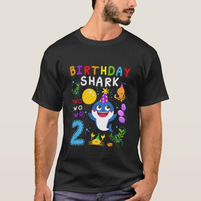 Kids Baby Cute Shark 2Nd Birthday Boy Girl 2 Year T-Shirt (Front)