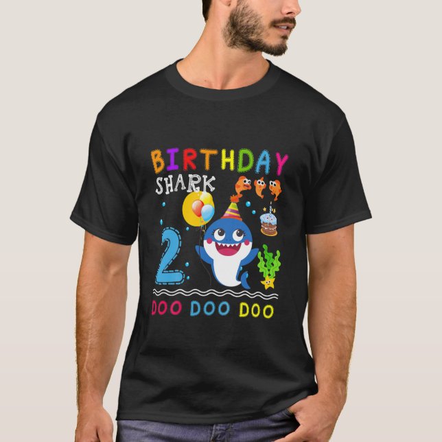 Kids Baby Cute Shark 2Nd Birthday Boy Girl 2 Year T-Shirt (Front)