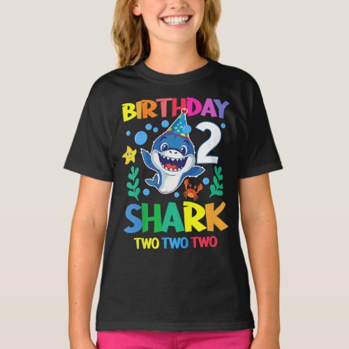 Kids Baby Cute Shark 2nd Birthday Boy Girl T_Shirt