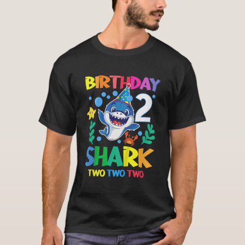 Kids Baby Cute Shark 2nd Birthday Boy Girl Two 2 T_Shirt