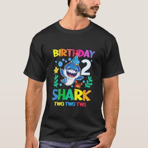 Kids Baby Cute Shark 2Nd Birthday Boy Girl Two 2 Y T_Shirt
