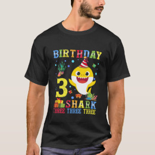 Kids Baby Cute Shark 3Rd Birthday Boy Girl 3 Year T-Shirt