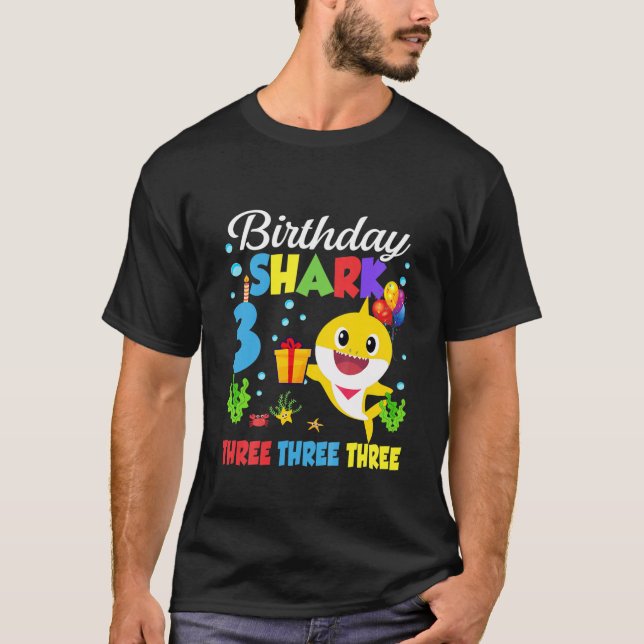 Kids Baby Cute Shark 3Rd Birthday Boy Girl 3 Year T-Shirt (Front)