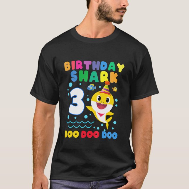 Kids Baby Cute Shark 3Rd Birthday Boy Girl 3 Year T-Shirt (Front)