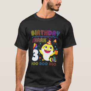 Kids Baby Cute Shark 3Rd Birthday Boy Girl 3 Year T-Shirt