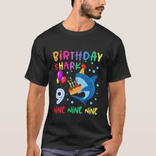 Kids Baby Cute Shark 9Th Birthday Boy Girl 9 Year T-Shirt