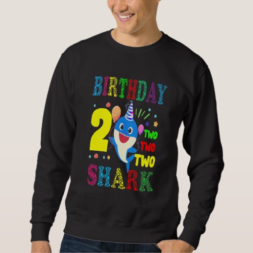 Kids Baby Cute Shark Birthday Boy 2 Year Old Doo Sweatshirt