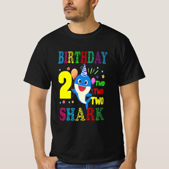Kids Baby Cute Shark Birthday Boy 2 Year Old Doo T-Shirt (Front)
