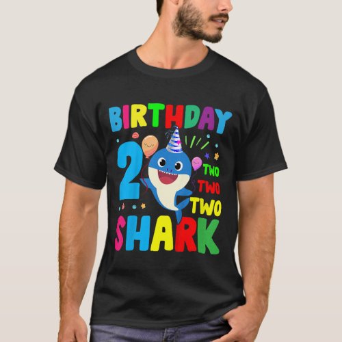 Kids Baby Cute Shark Birthday Boy 2 Year Old Gift  T_Shirt