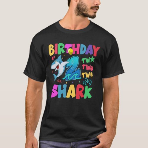 Kids Baby Cute Shark Birthday Boy 2 Year Old Gift T_Shirt
