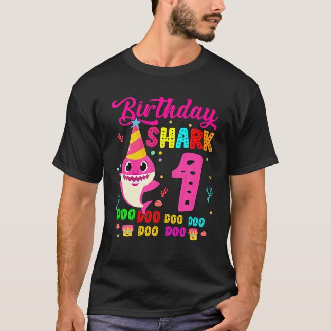 Kids Baby Shark 1 Years Old 1St Birthday Doo Doo T-Shirt (Front)