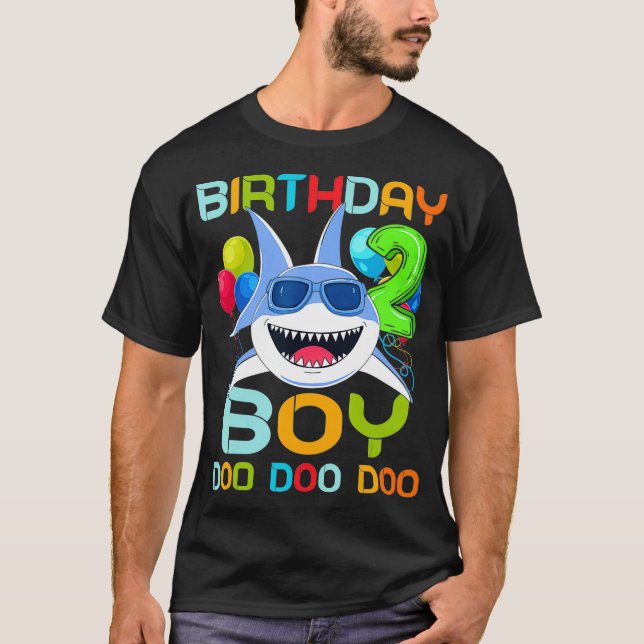 Kids Baby Shark 2 Yrs Old  2nd Birthday Gifts For  T-Shirt (Front)