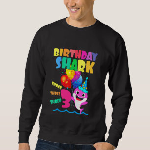 Kids Baby Shark Birthday Boy 3 Year Old Doo Doo D Sweatshirt