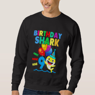 Kids Baby Shark Birthday Boy 9 Year Old  Doo Doo D Sweatshirt