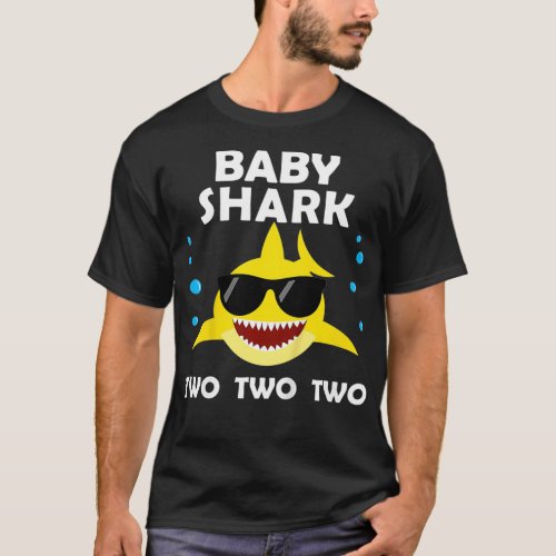 Kids Baby Shark Two 2nd Birthday Party Matching Gi T_Shirt