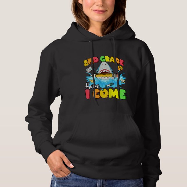 Kids Back To School 2nd Grade Here I Come  Shark G Hoodie (Front)