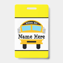 Kids Back to School Bus Personalize Name Badge
