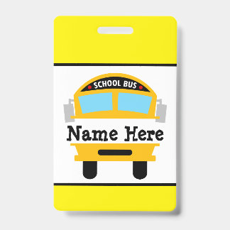 Kids Back to School Bus Personalize Name Badge